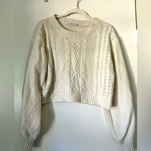 Cropped cream fisherman style sweater